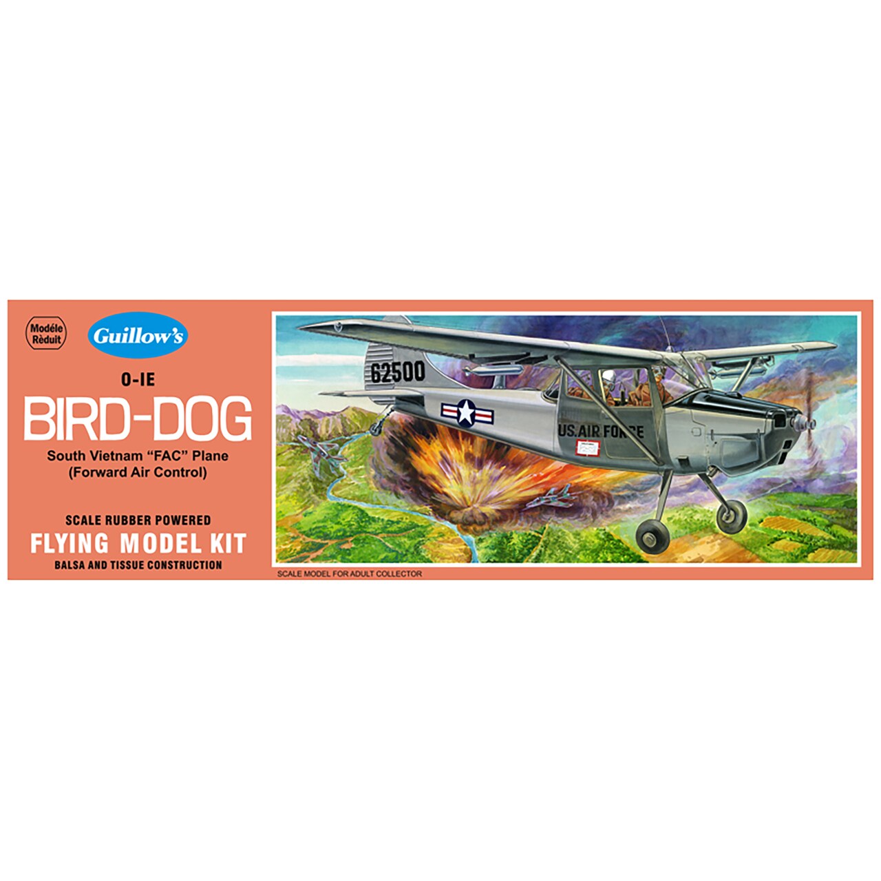 Guillow's: Flying Model Kit - Cessna O-1E Bird-Dog - Classic Balsa Wood, DIY Airplane Building, Laser-Cut, Collectible, 1:24 Scale WWII Plane, 902